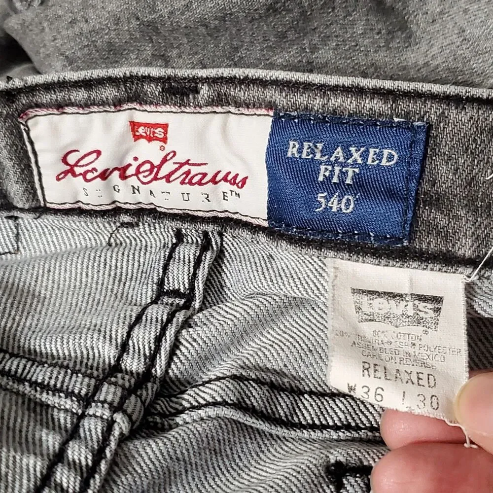 Vintage Levi's 540 Jeans Mens 36 Gray Acid Wash Denim Relaxed Fit 90s Brown Tag